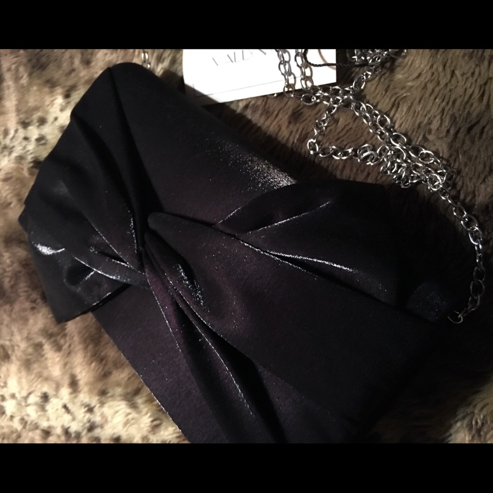 Black Clutch NEW Evening Bag Shoulder Chain Purse Pocketbook!